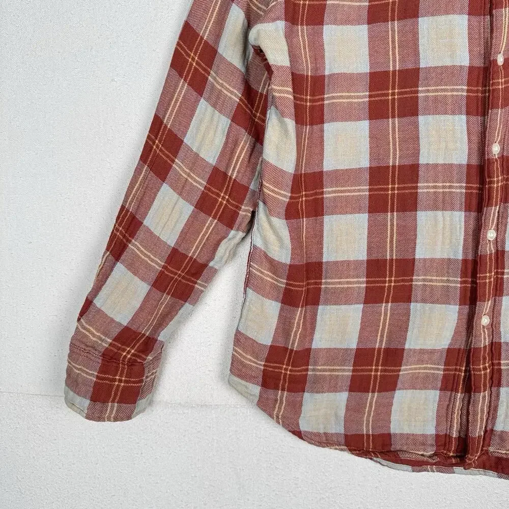 J.Crew Shirt Men’s L Double Weave Slim Fit Plaid Shirt‎ Burnt Orange Red